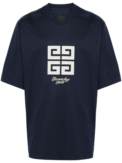 Givenchy 4G 1952 Embroidered Logo Oversized T-Shirt in Medium Blue