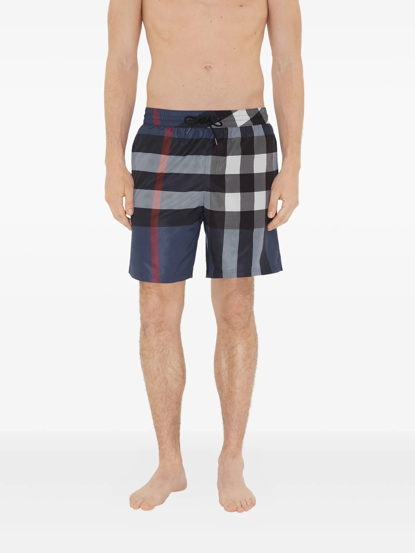 Burberry Check zwemshort in marineblauw