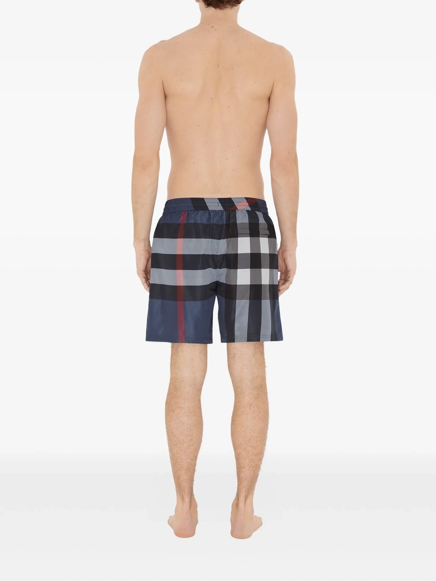 Burberry Check zwemshort in marineblauw