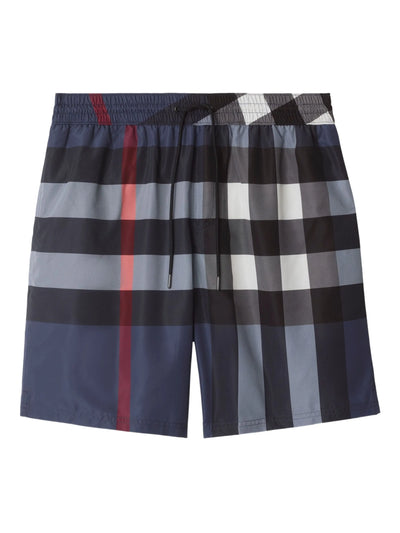 Burberry Check zwemshort in marineblauw