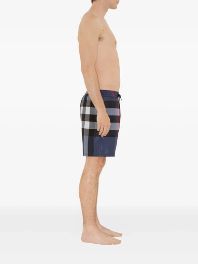 Burberry Check zwemshort in marineblauw
