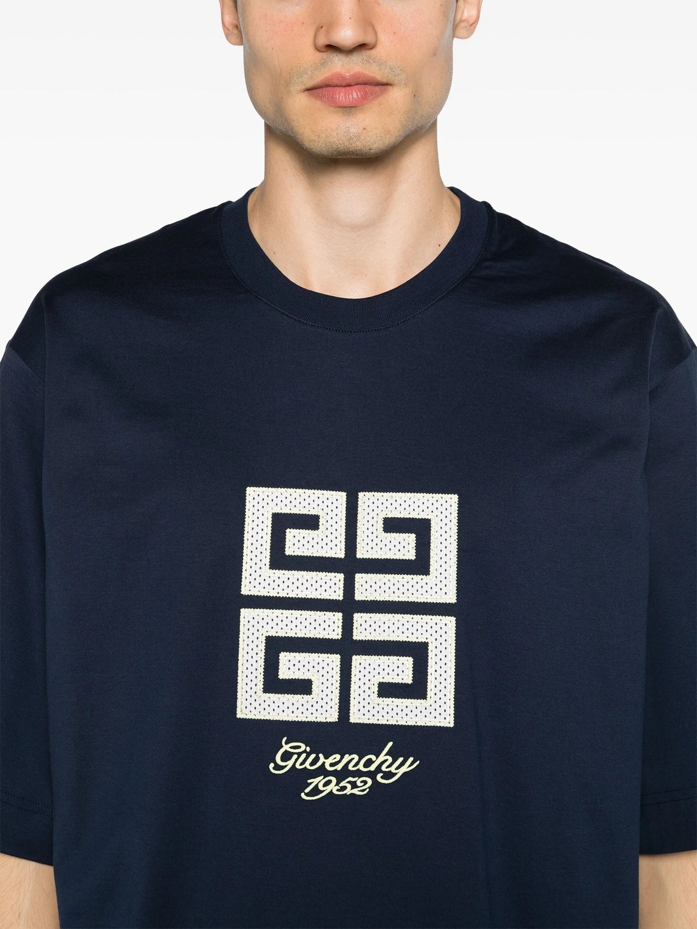 Givenchy 4G 1952 Embroidered Logo Oversized T-Shirt in Medium Blue