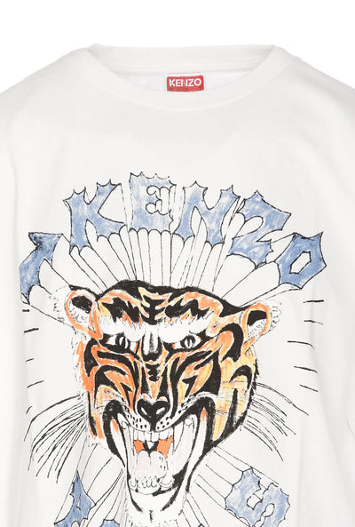 Kenzo T-shirt met tijgerprint en logo in het wit