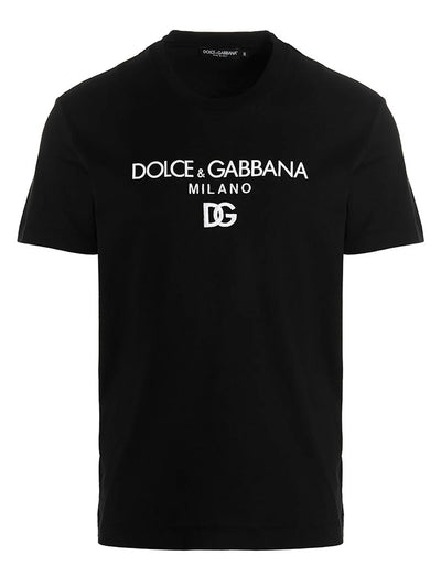 Dolce &amp; Gabbana geborduurd T-shirt met DG Milano-logo in zwart