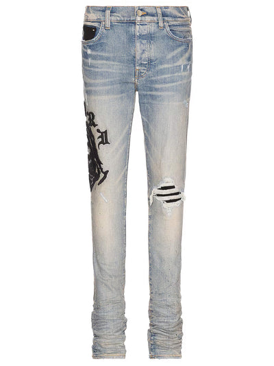 Amiri Wes Lang Reaper Logo Clay Indigo Jeans in Blue