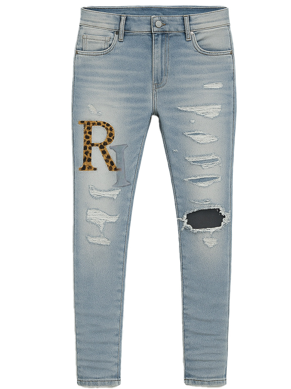 Amiri leren jeans met gestapeld logo in blauw