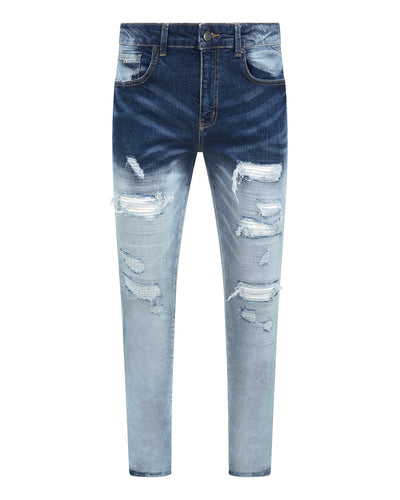 Magiri Cannes Gradient Faded Ripped Jeans in Blauw
