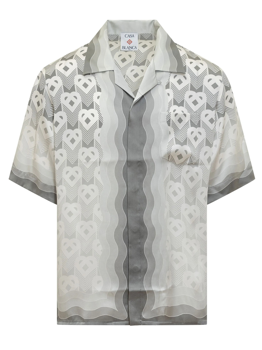Casablanca Gradient Heart Monogram Silk Shirt in Grey