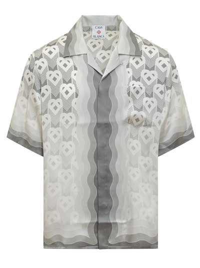 Casablanca Gradient Heart Monogram Silk Shirt in Grey
