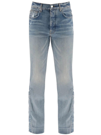 Amiri Stack Kick Flare Leg Clay Indigo Blue Jeans