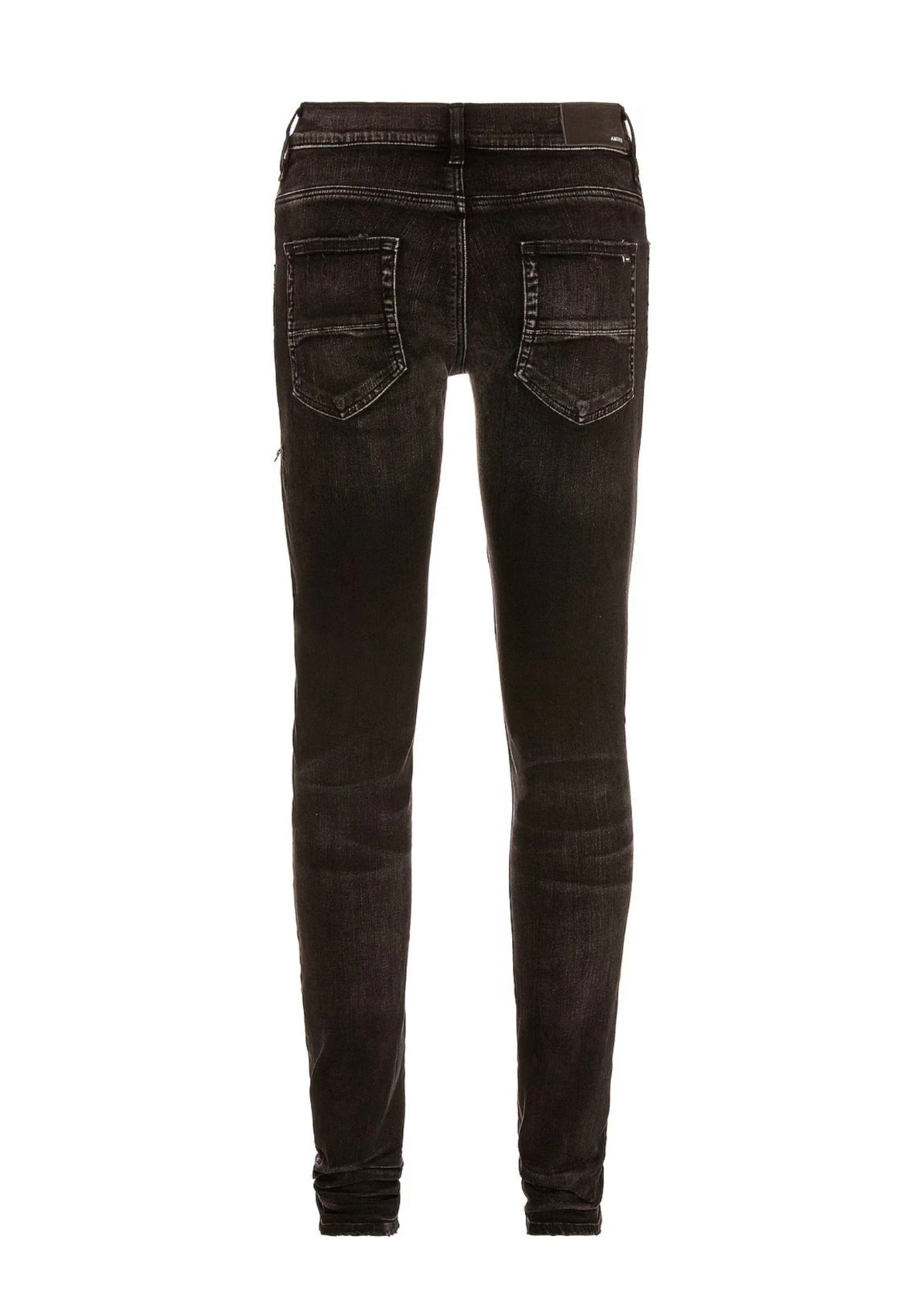 Amiri Leather Camo MX1 Verouderde Zwarte Jeans