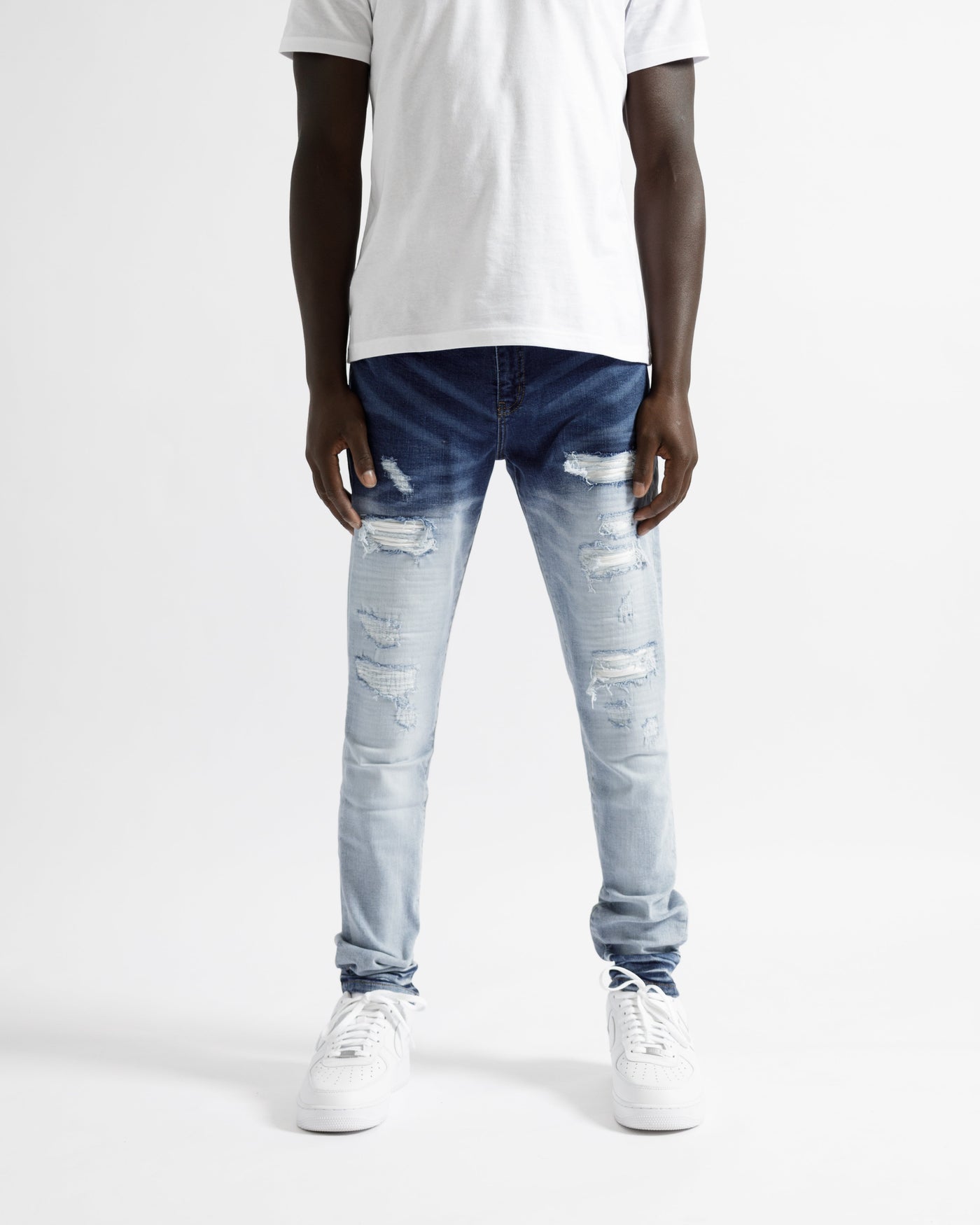 Magiri Cannes Gradient Faded Ripped Jeans in Blauw