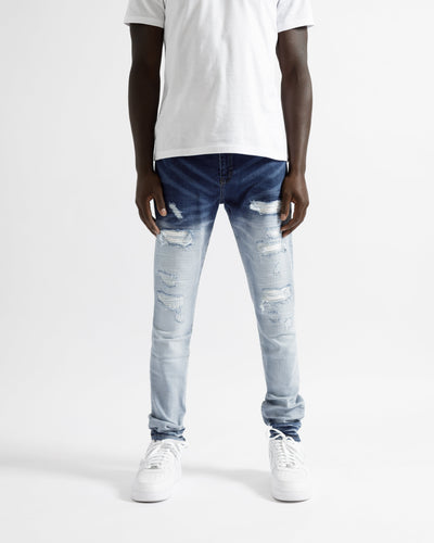 Magiri Cannes Gradient Faded Ripped Jeans in Blauw