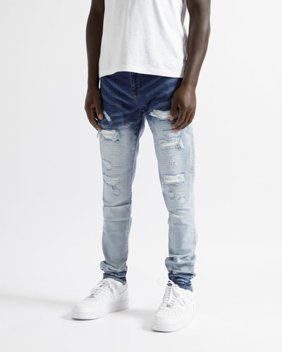 Magiri Cannes Gradient Faded Ripped Jeans in Blauw