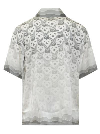 Casablanca Gradient Heart Monogram Silk Shirt in Grey