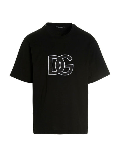Dolce &amp; Gabbana gedetailleerd DG geborduurd logo T-shirt in zwart