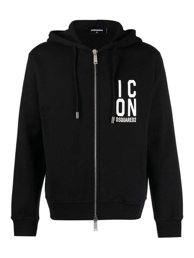 Dsquared2 Icon Logo-print Hoodie met rits Zwart