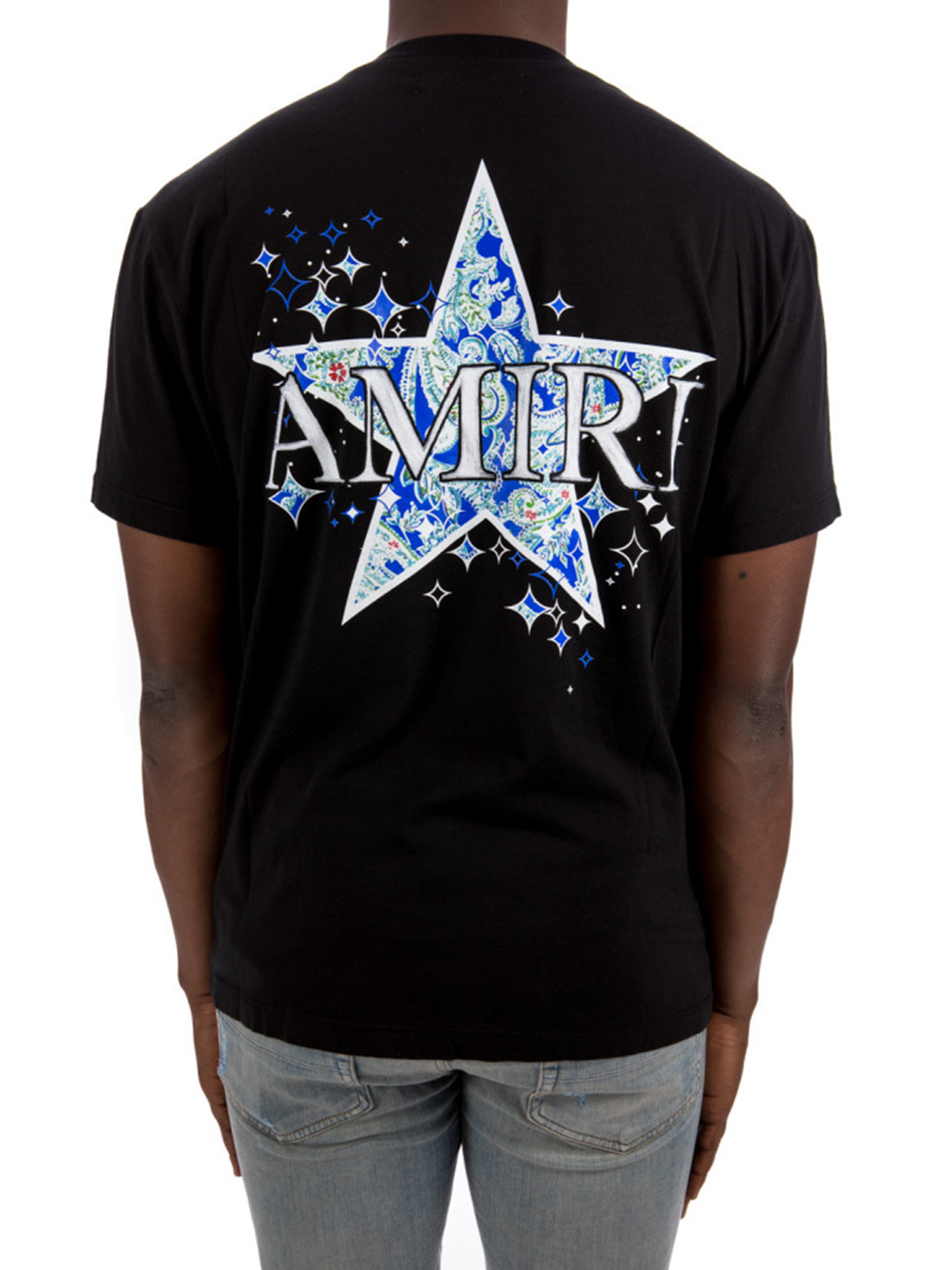 Amiri Paisley Blauw Sterrenprint T-shirt in Zwart