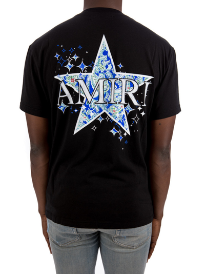 Amiri Paisley Blauw Sterrenprint T-shirt in Zwart