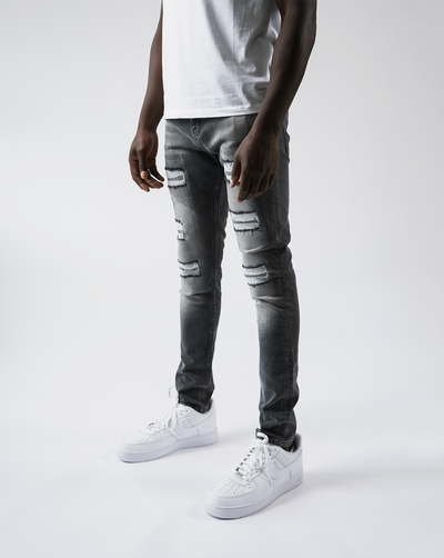 Magiri Douai gescheurde patch jeans in grijs