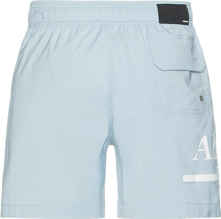 Amiri Ma Bar Logo Swim Trunk in Baby Blue