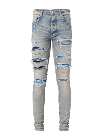 Amiri Tie Dye Bandana Thrasher Skinny Jeans in Blauw