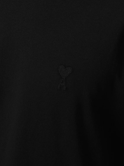 AMI Paris Ami De Coeur Motif Embroidered Logo T-Shirt in Black