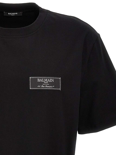 Balmain Logo Patch T-shirt in zwart