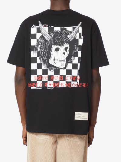 Amiri Wes Lang Checker Skull T-shirt in zwart