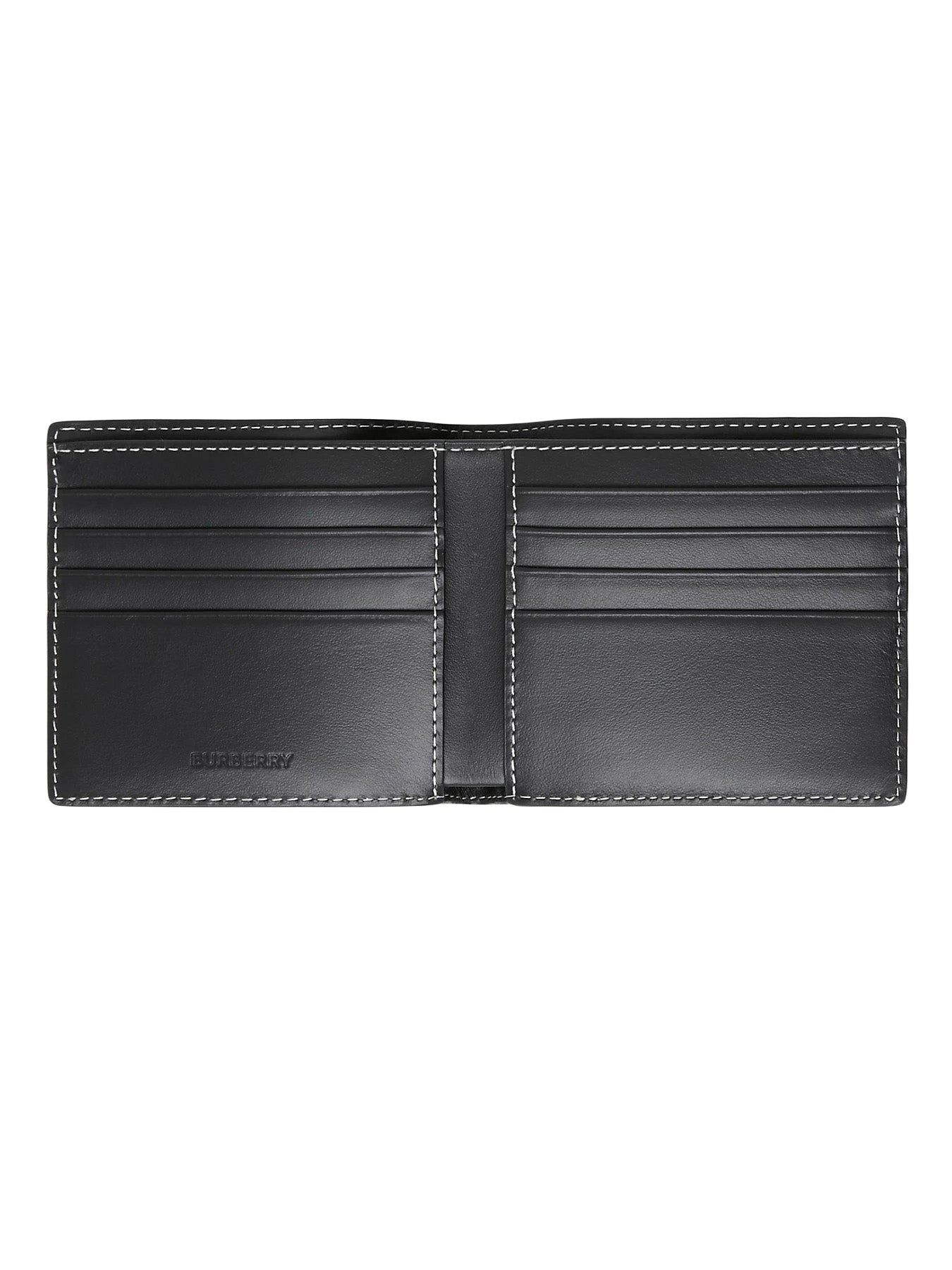 Burberry Check and Leather Bifold Wallet in Dark Brown