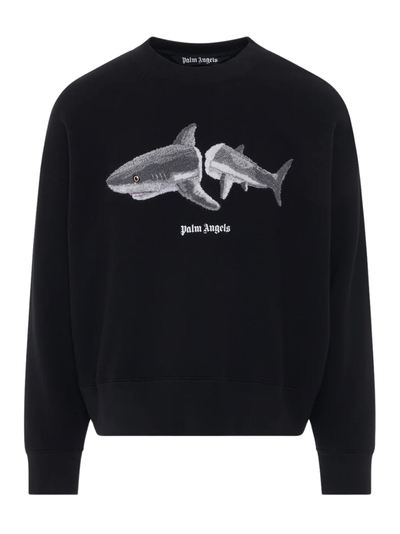 Palm Angels Broken Shark Logo Sweatshirt in Zwart