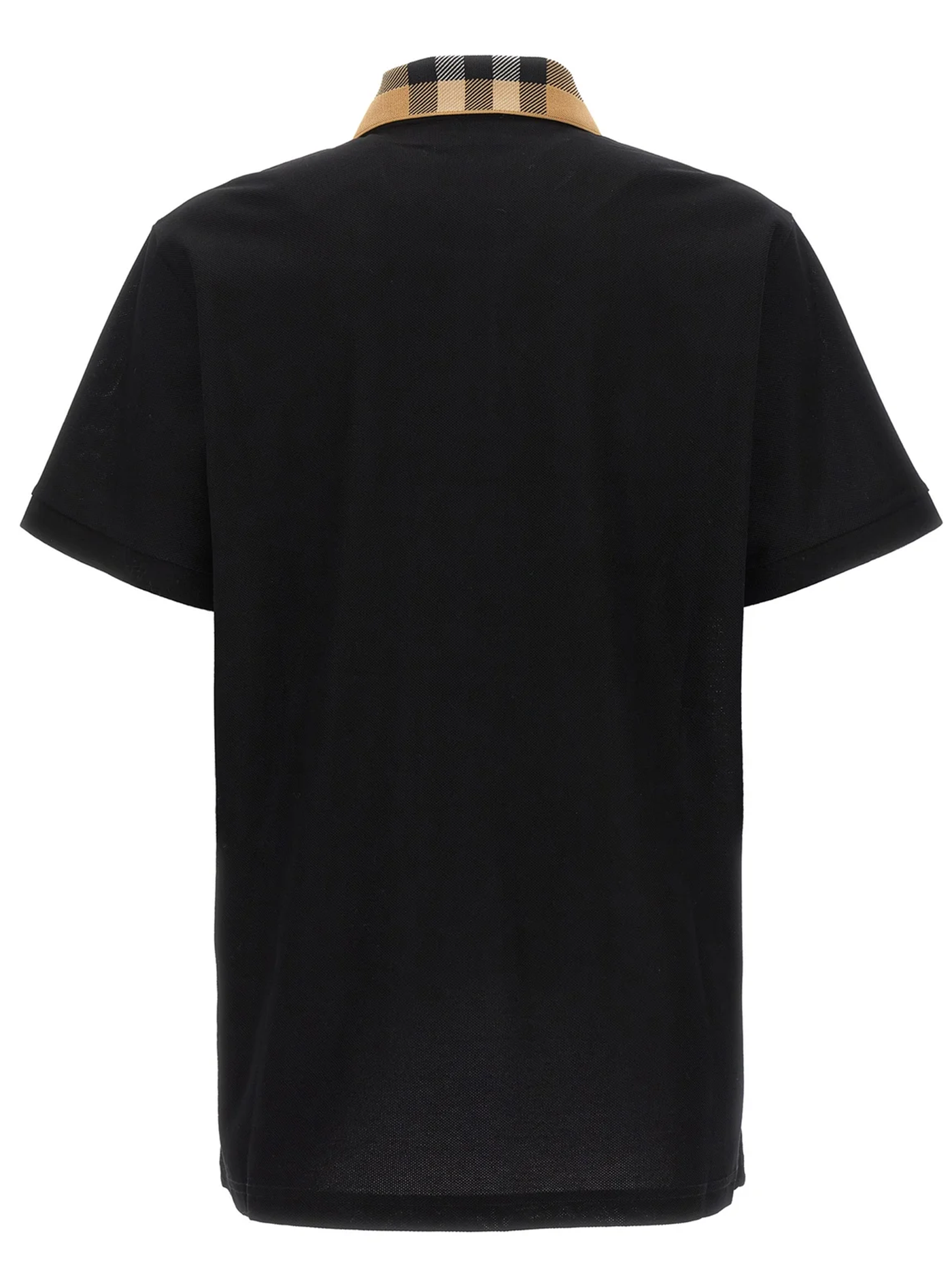 Burberry Vintage Poloshirt met Geruite Kraag in Zwart