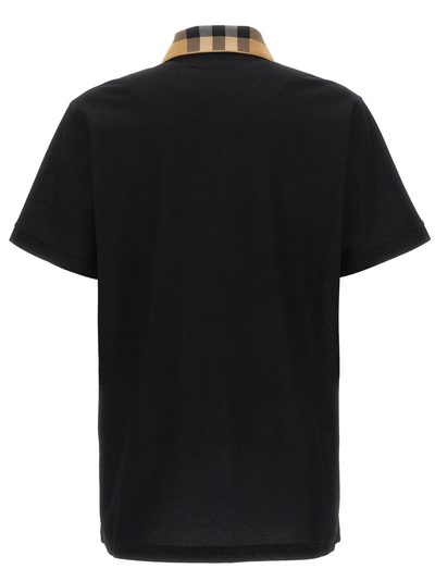 Burberry Vintage Poloshirt met Geruite Kraag in Zwart