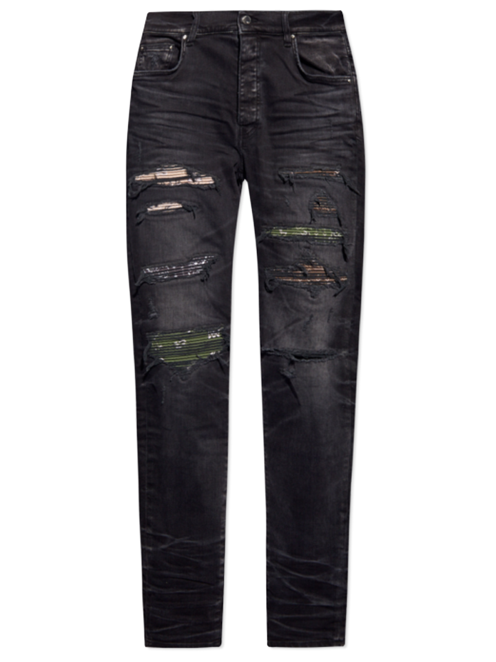 Amiri Bandana Camo Thrasher Jeans in Vervaagd Zwart