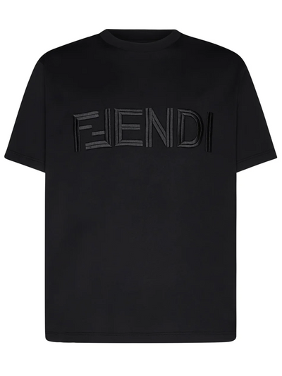 Fendi geborduurd FF Fendi logo T-shirt in zwart