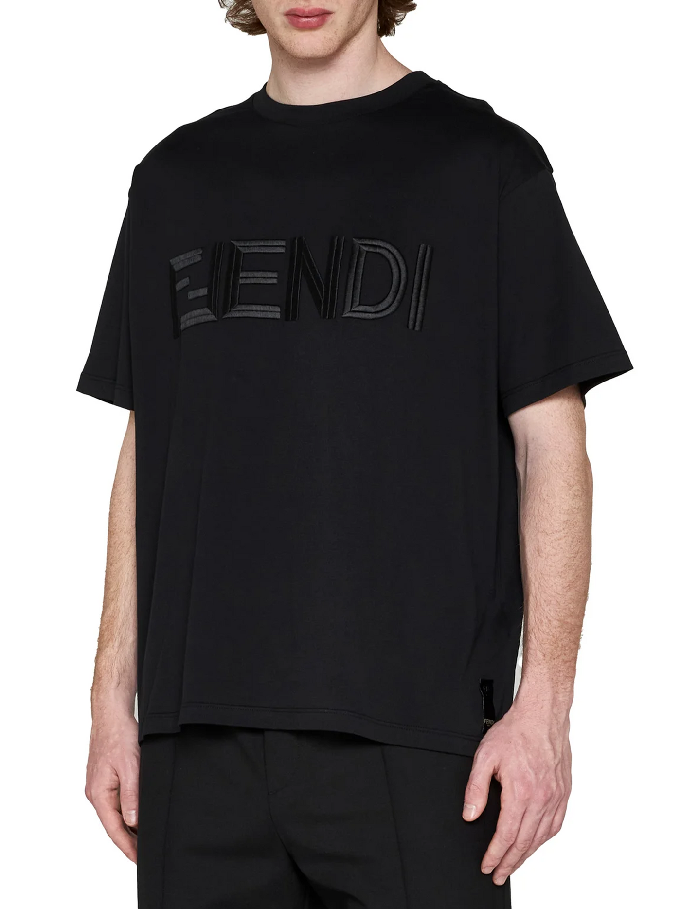Fendi geborduurd FF Fendi logo T-shirt in zwart