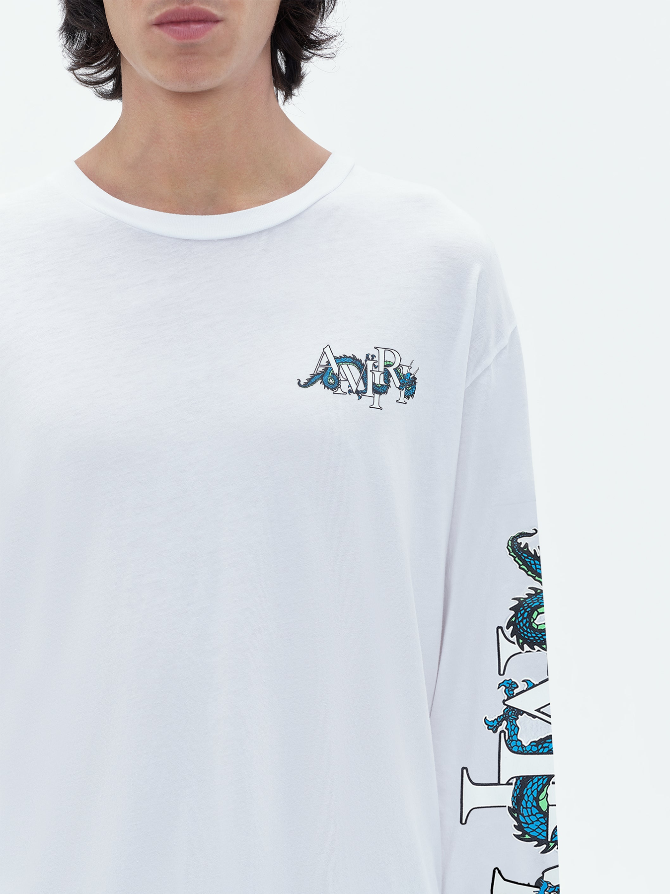 Amiri CNY Dragon Printed Long Sleeve T-Shirt in White
