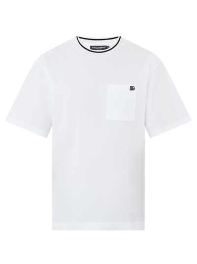 Dolce &amp; Gabbana Piqué T-shirt met opgestikte zak in wit