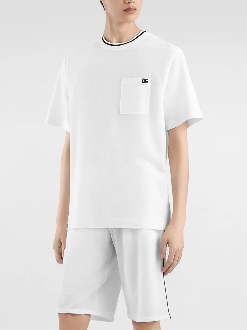 Dolce &amp; Gabbana Piqué T-shirt met opgestikte zak in wit