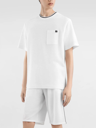 Dolce &amp; Gabbana Piqué T-shirt met opgestikte zak in wit
