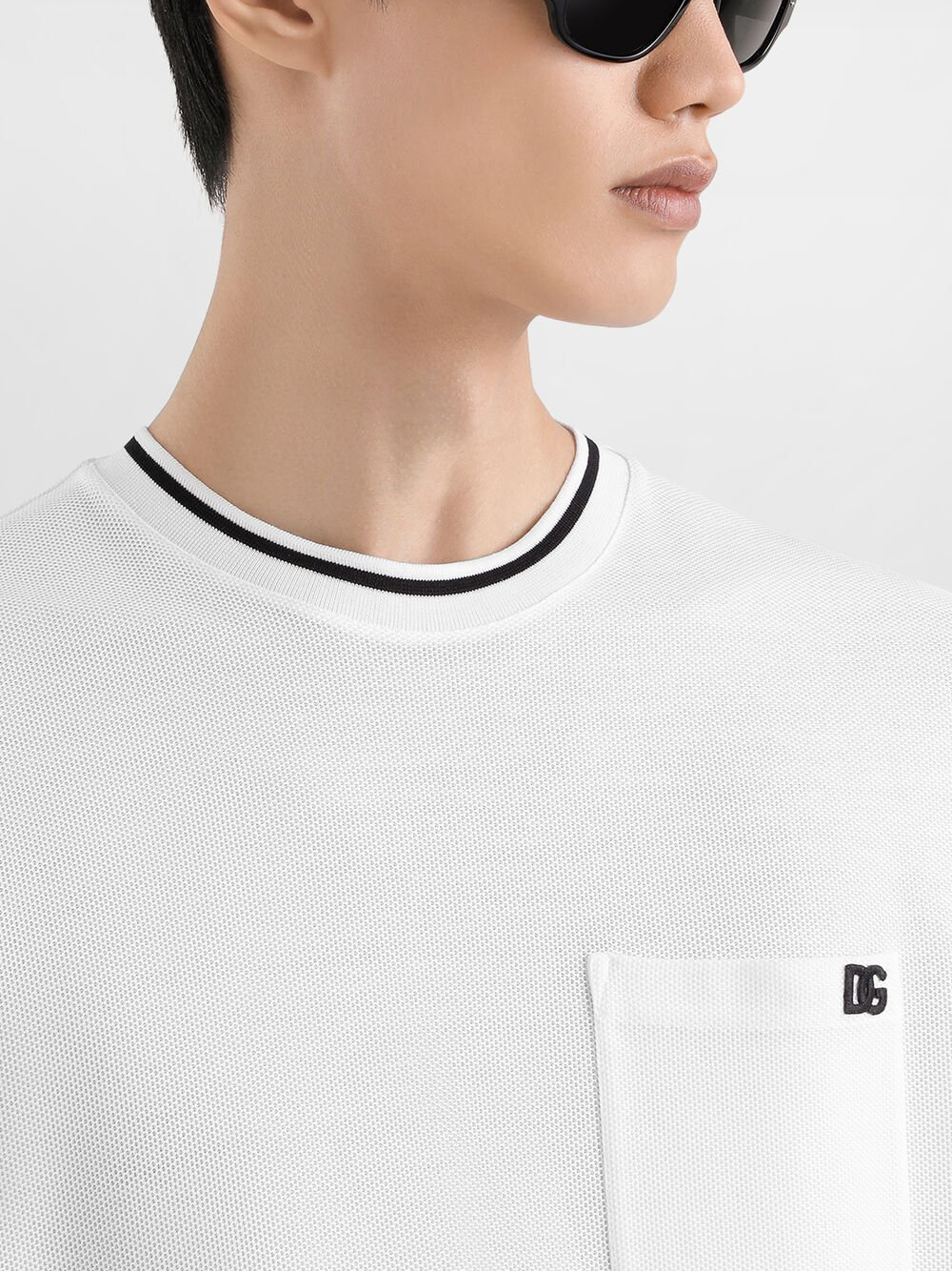 Dolce &amp; Gabbana Piqué T-shirt met opgestikte zak in wit