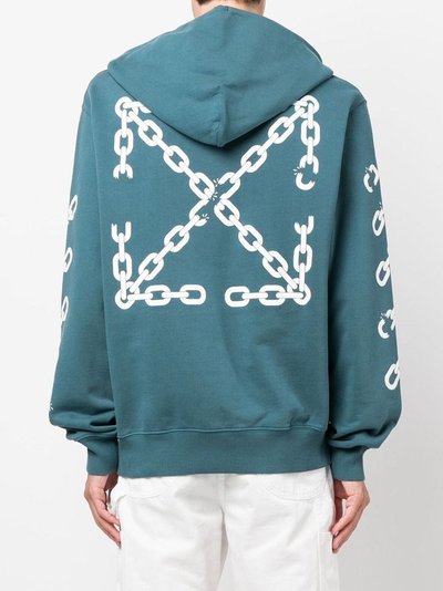 Off-White Kettingpijl Logo Bedrukt Groen Hoodie
