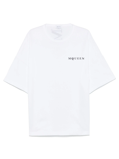 Alexander McQueen verticaal ruglogo oversized T-shirt in wit