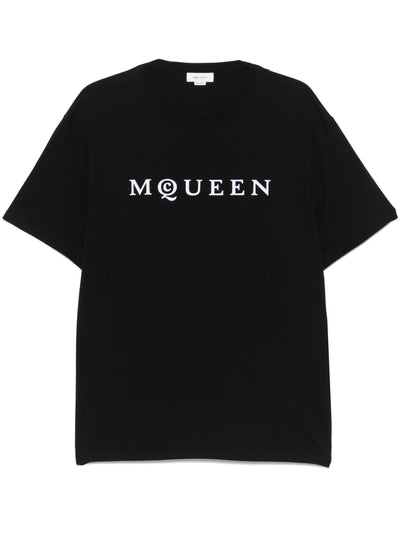 Alexander McQueen Flocked Logo T-shirt in zwart