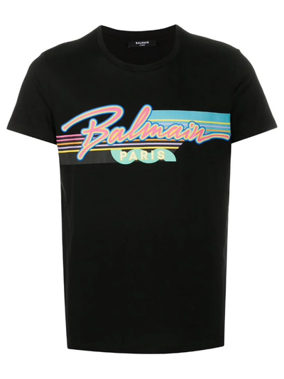 Balmain Retro Logo T-shirt in Zwart