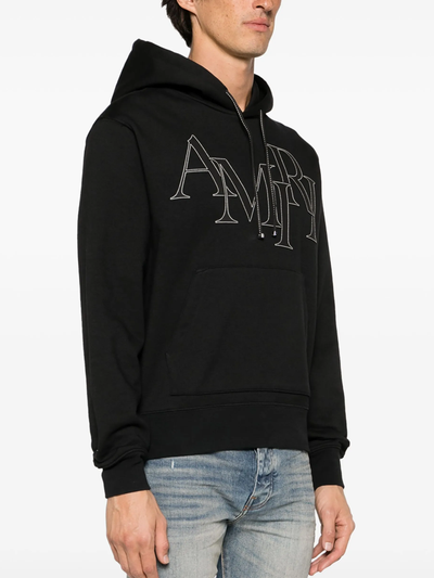 Amiri Staggered Logo Hoodie in Zwart
