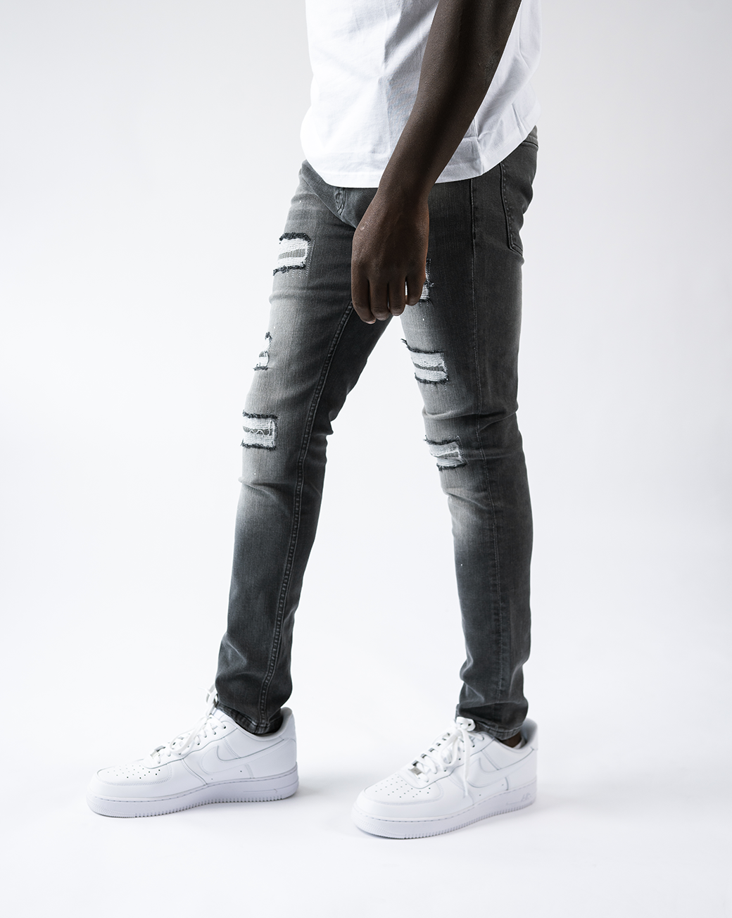 Magiri Douai gescheurde patch jeans in grijs
