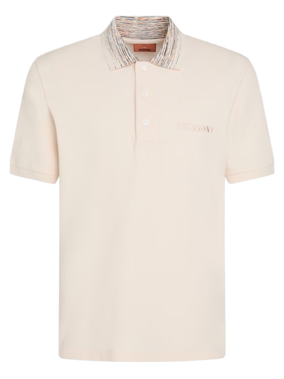 Missoni gestreept poloshirt met kraag in beige