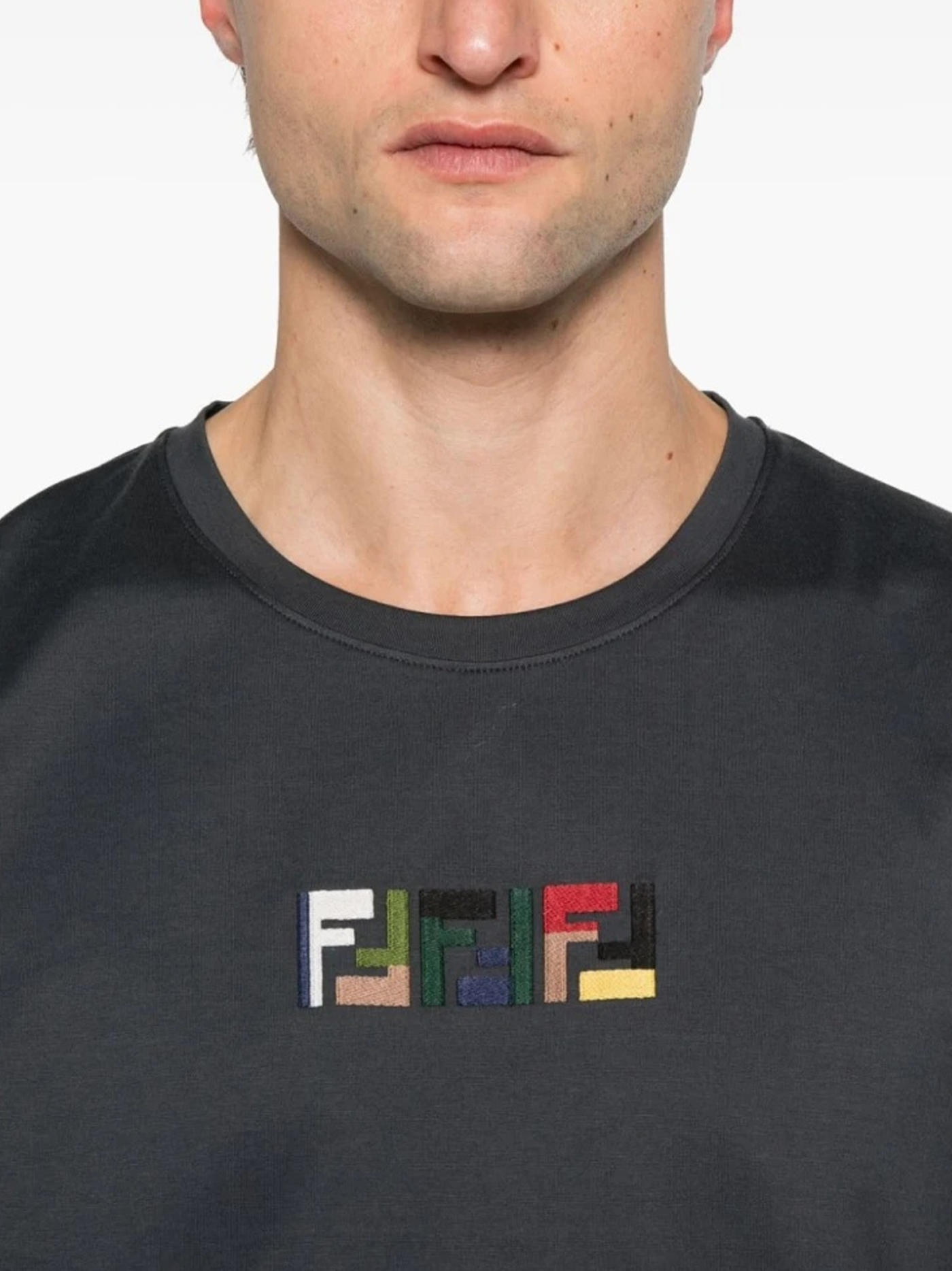 Fendi Triple FF Logo T-Shirt in Navy