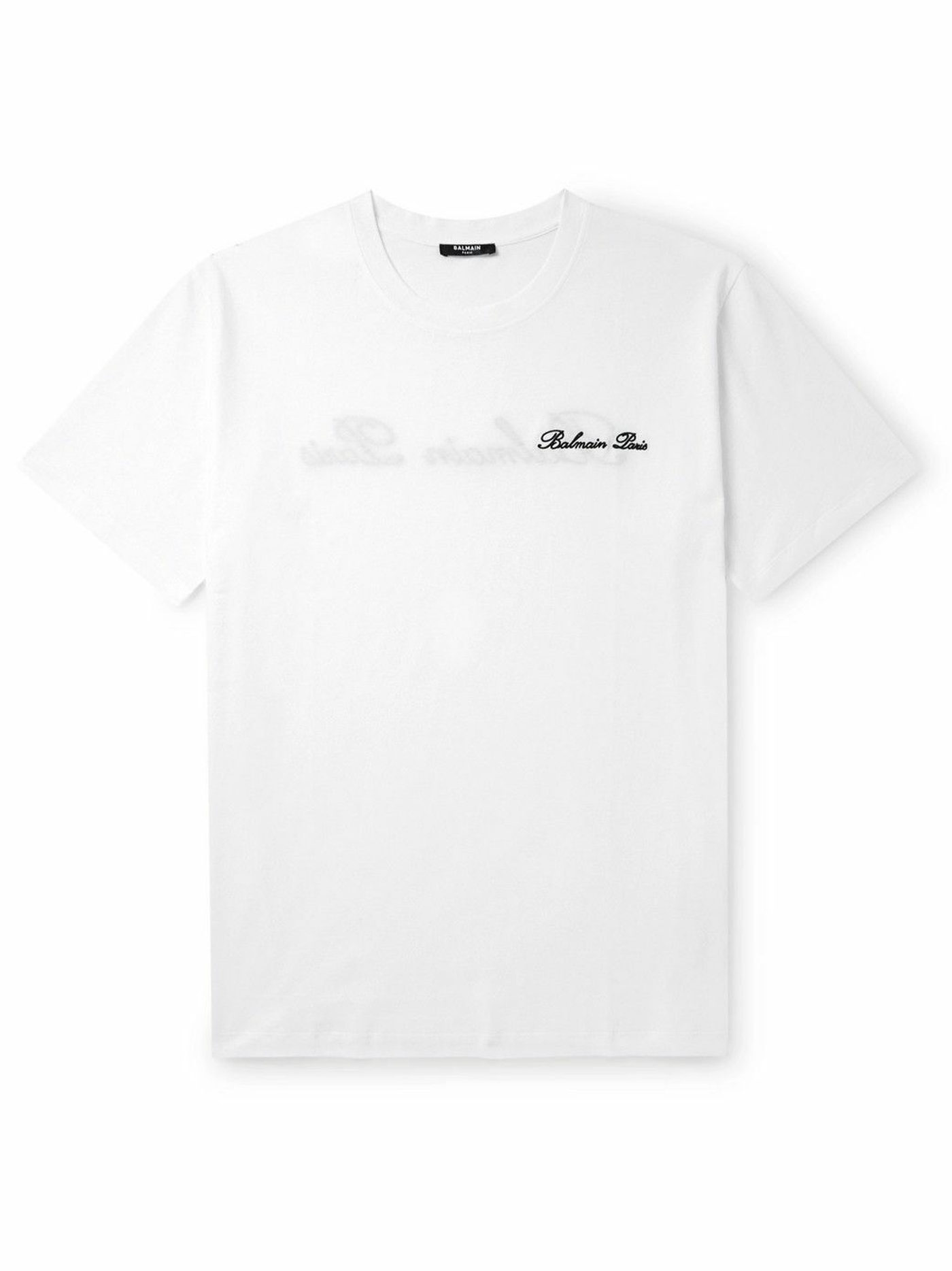 Balmain-logo geborduurd losvallend T-shirt in wit